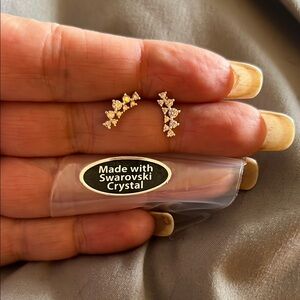 Swarovski Gold Tone Yellow Crystal Ear Climbers